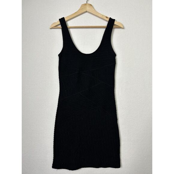 Free People Dresses & Skirts - Free People Bodycon Dress Size Medium Black Striped Textured